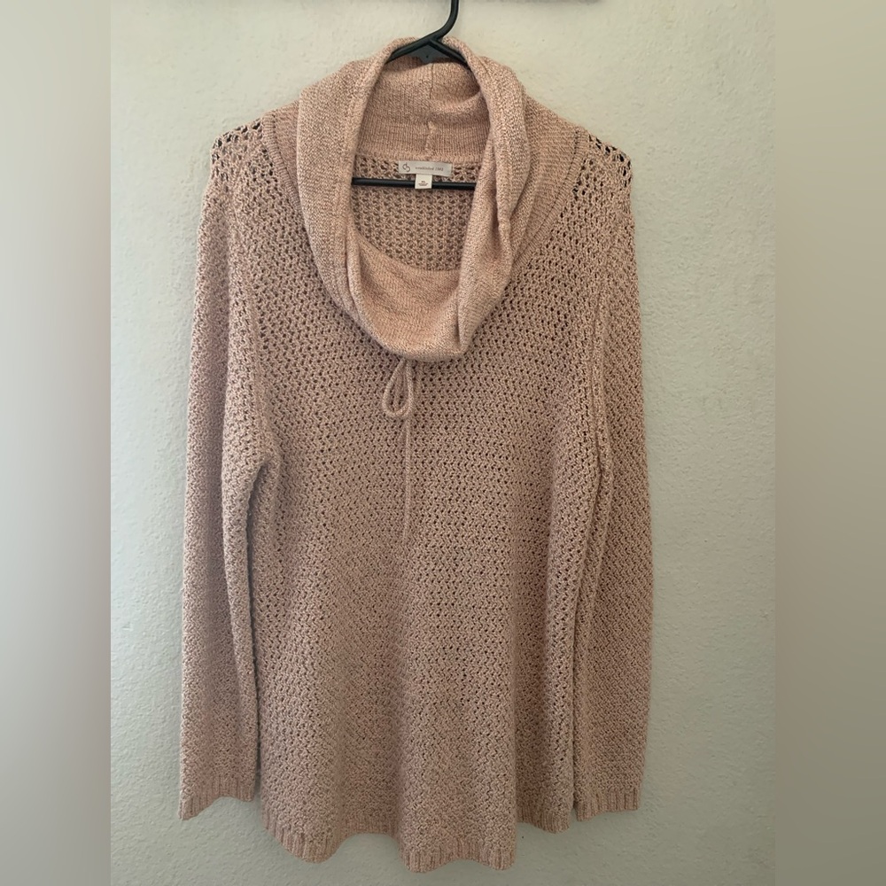 Dress Barn Open Knit Cowl Neck Sweater - Blush Pink